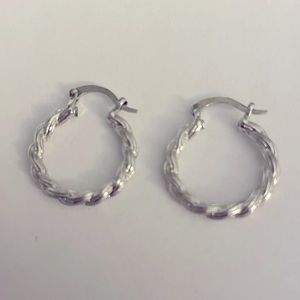 Twisted Sterling Silver 1” Hoop Earrings - New